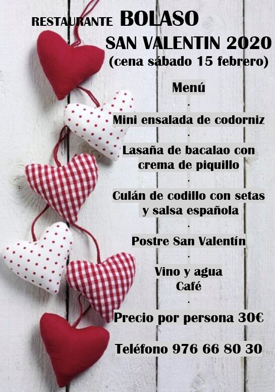 menu san valentin 2020