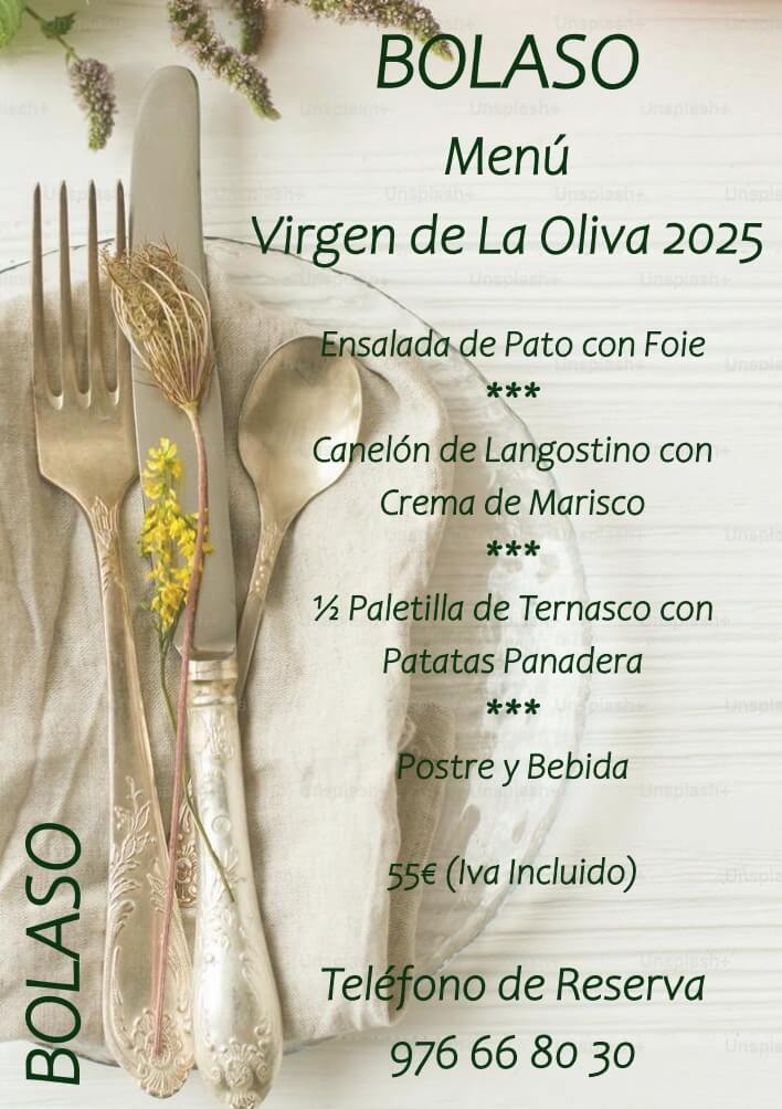 Menu Virgen de la Oliva 2025